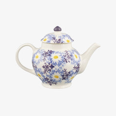 Personalised Blue Daisy Fields 2 Mug Teapot