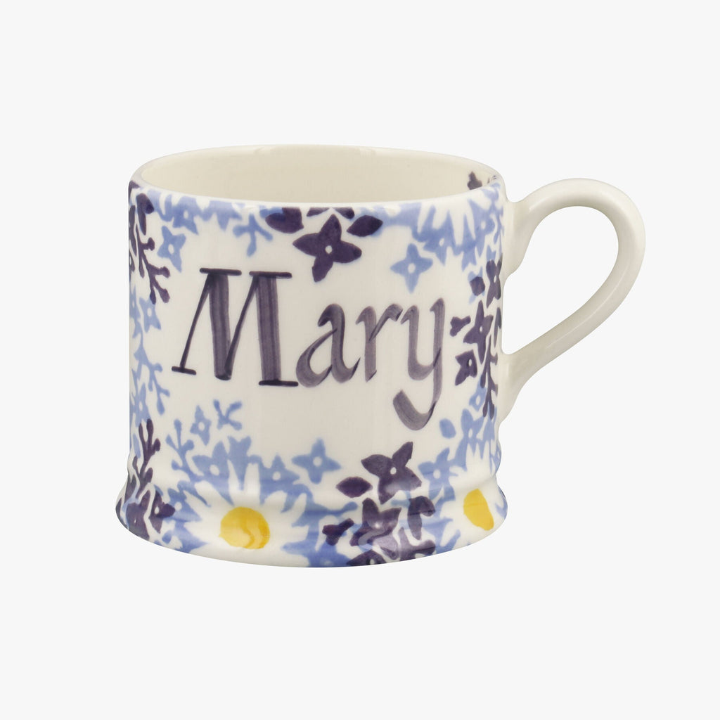 Personalised Blue Daisy Fields Small Mug