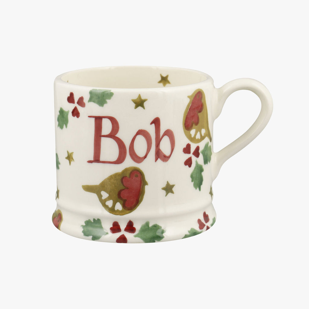 Personalised Christmas Robin Small Mug