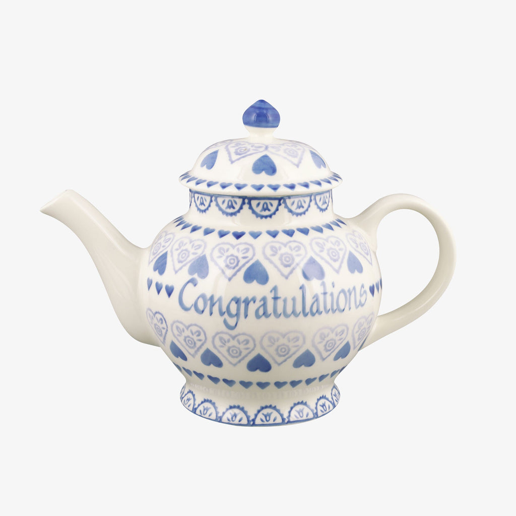 Personalised Blue Sampler 4 Mug Teapot