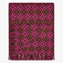 Pink Patterned Wool Throw 140 X 185 Cm
