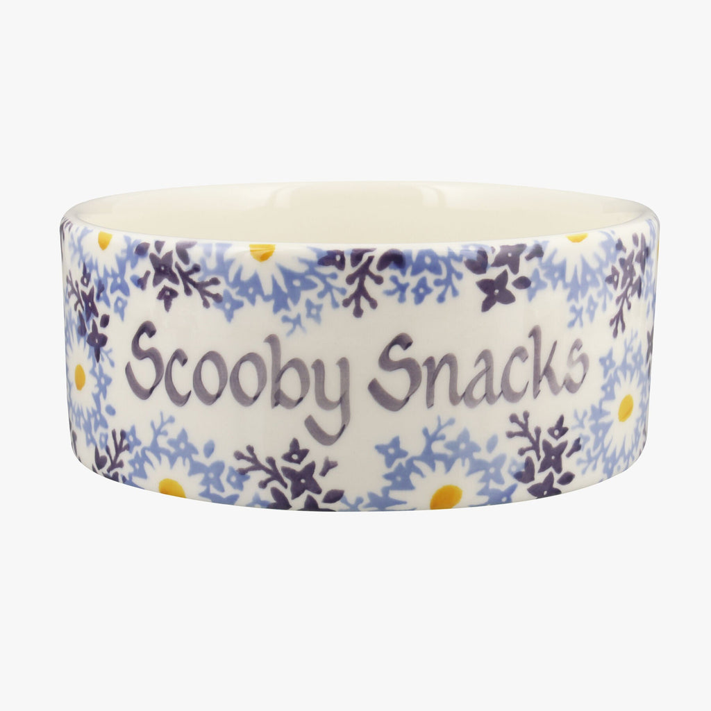 Personalised Blue Daisy Fields Large Pet Bowl