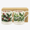 Holly & Ivy Set Of 2 1/2 Pint Mugs Boxed