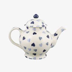 Personalised Blue Hearts 4 Mug Teapot