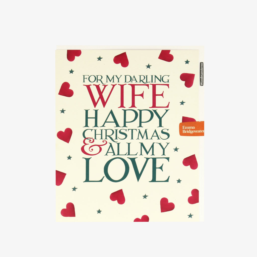 Christmas Hearts Darling Wife Greetings Card