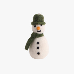 Snowman With Green Scarf Felt Christmas Decoration