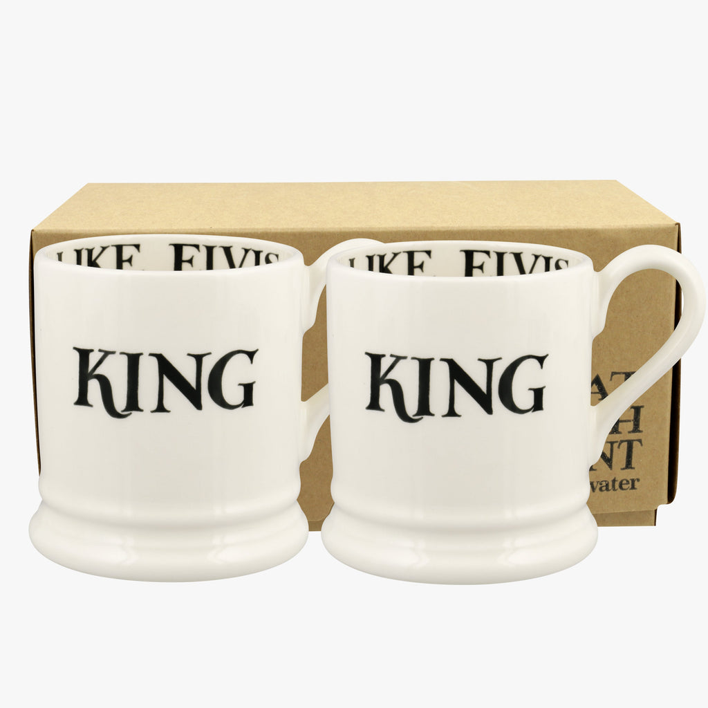 Black Toast King & King Set Of 2 1/2 Pint Mugs