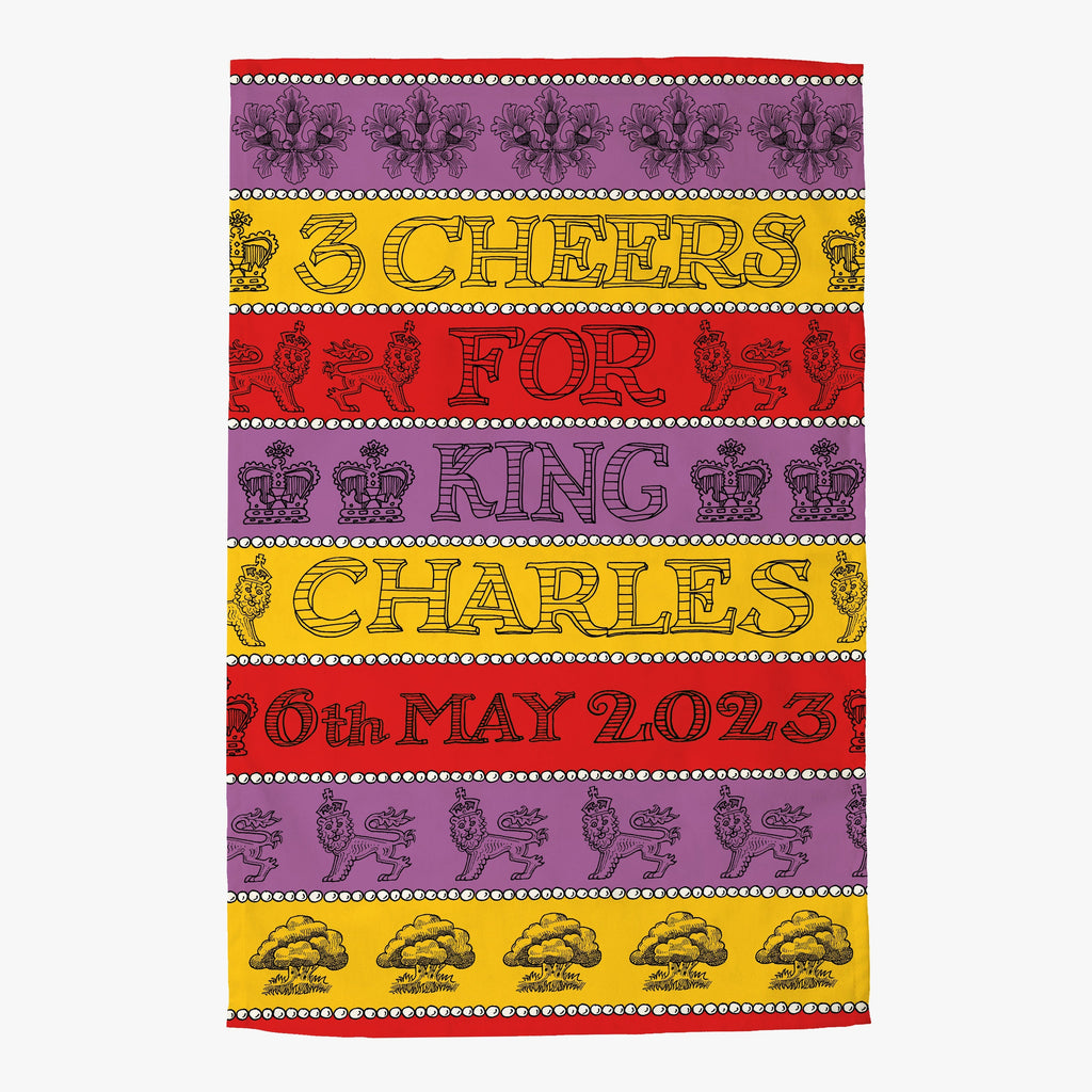 Three Cheers For King Charles Tea Towel