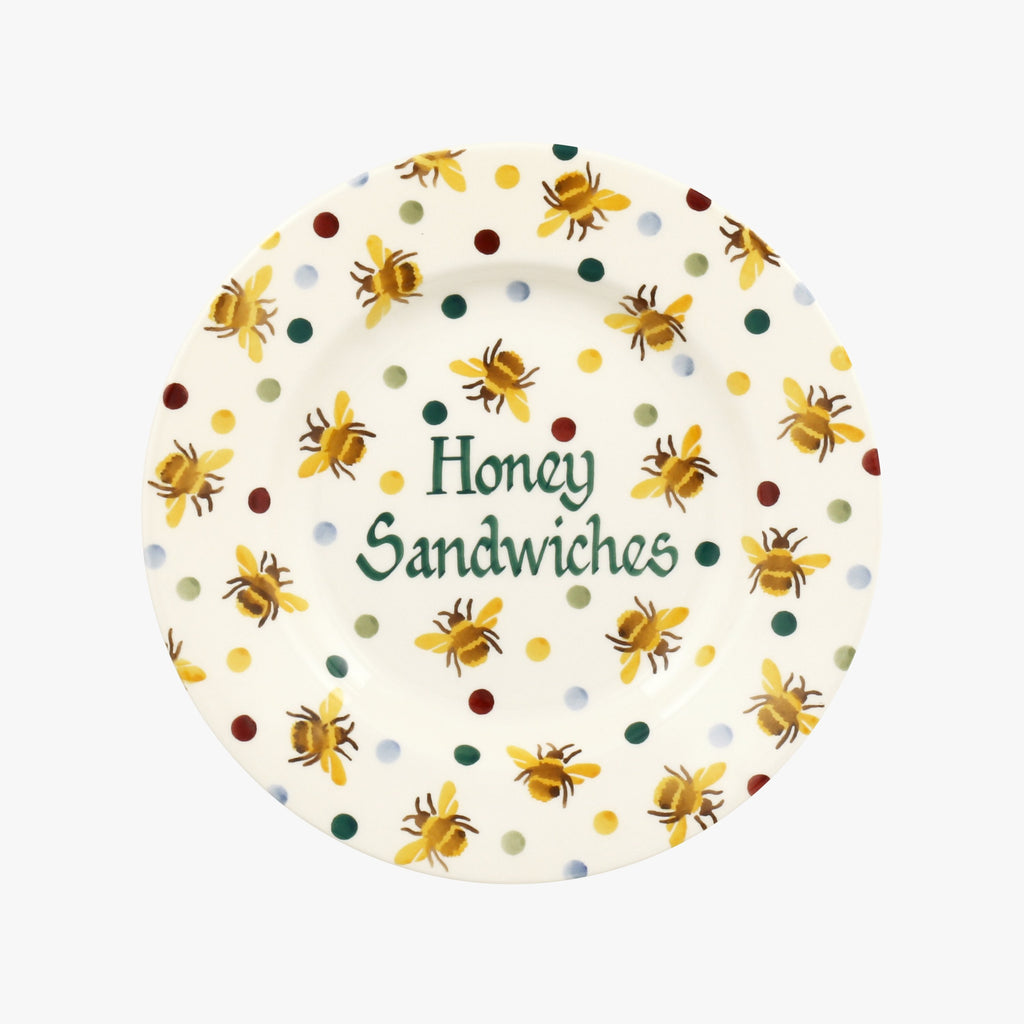 Personalised Bumblebee & Small Polka Dot 8 1/2 Inch Plate